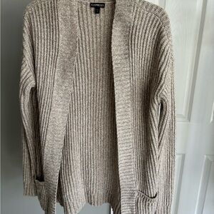 Express Women's Taupe Ribbed Cardigan